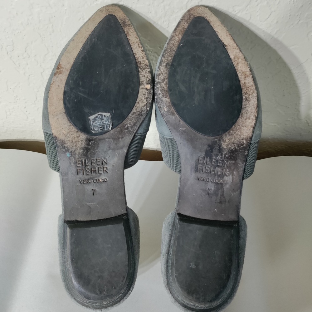 Eileen Fisher Womens Grey Suede Pointed Toe dOrsay Elastic Strap Flats Size 7 - Picture 6 of 8